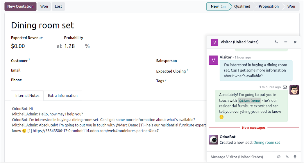 Odoo Discuss is integrated throughout all the Odoo apps