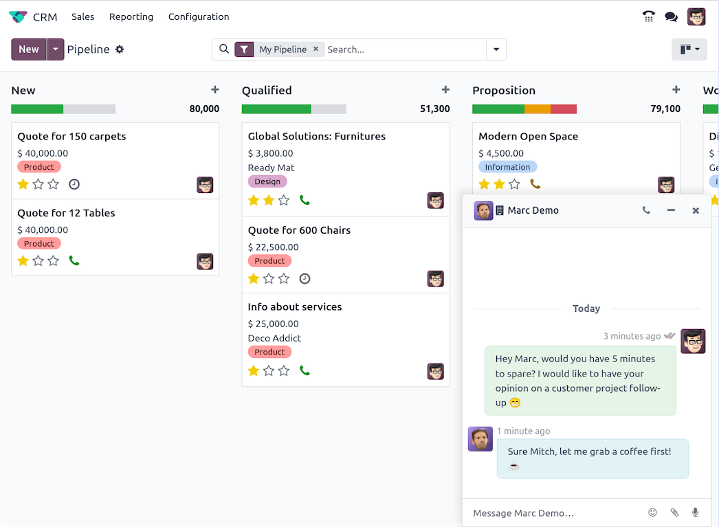 The Discuss app is the central communications hub in Odoo!