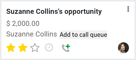 Create a call queue with one click in the CRM app to quickly organize your day